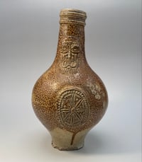 Image 1 of Seventeenth Century Witch Bottle ; Rhenish Bartmann Type, c.1650 - Found at Scole, Norfolk. 