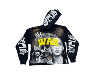 Image 1 of Sade Adu black Samurai San Francisco War NY custom made screen print blue/white hoodie