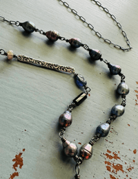 Image 2 of baroque pearl and turquoise necklace with inspirational quote by peacesofindigo