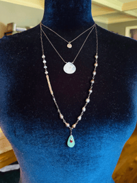 Image 5 of baroque pearl and turquoise necklace with inspirational quote by peacesofindigo