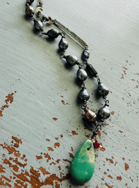 Image 7 of baroque pearl and turquoise necklace with inspirational quote by peacesofindigo