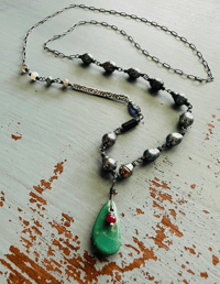Image 8 of baroque pearl and turquoise necklace with inspirational quote by peacesofindigo