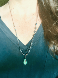 Image 9 of baroque pearl and turquoise necklace with inspirational quote by peacesofindigo