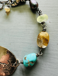 Image 5 of sterling silver courage dear heart medallion bracelet with gemstones 