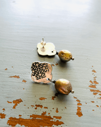 Image 1 of Baroque Pearl Medallion Post Earrings