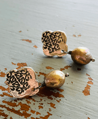 Image 2 of Baroque Pearl Medallion Post Earrings