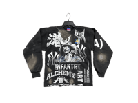 Image 1 of Black Samurai NYC kanji Infantry custom made screen print ash black/white sweatshirt