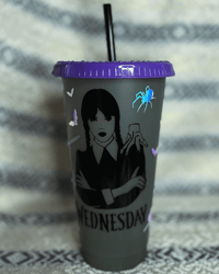 Image 2 of Color Changing Tumbler | Morticia & Wednesday
