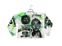 Image 1 of sade adu power to the people art dept custom made screen print ash gray/green sweatshirt