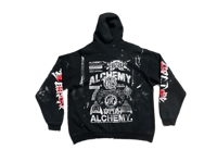 Image 2 of sade adu black samurai NYC kanji custom made screen print ash black/white zip up hoodie  