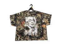 Image 2 of Beyonce Beehive Infantry custom made screen print camo cropped T shirt 