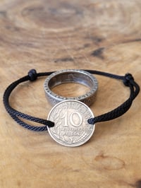 Image 1 of Commande sur mesure : bracelet 10 centimes 1966 et bague argent 5 franc 