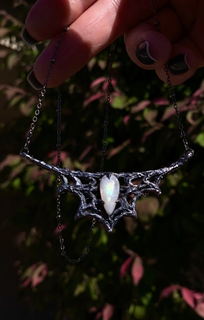 Moonstone Spiderweb necklace 