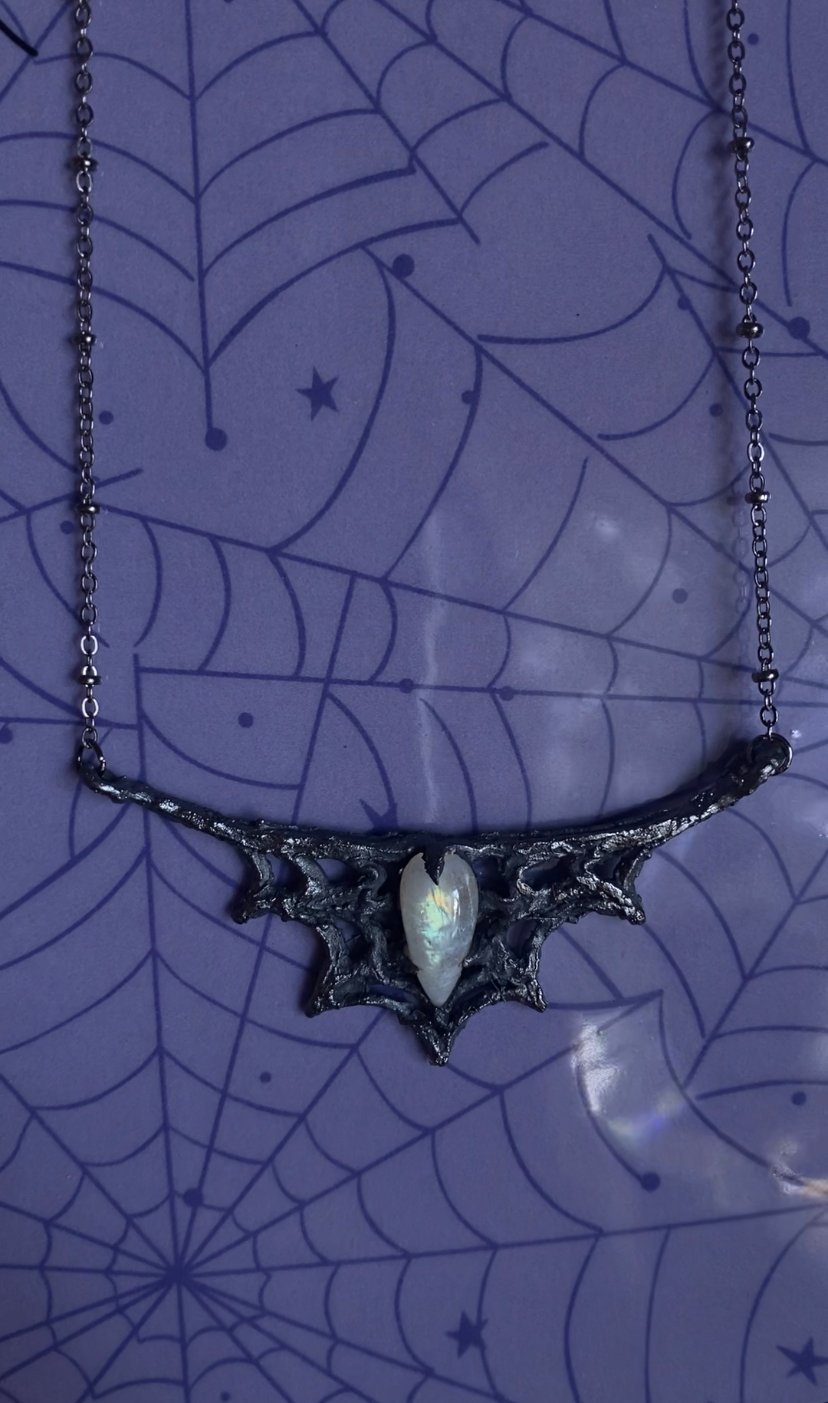 Moonstone Spiderweb necklace 