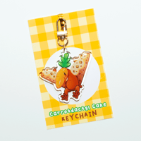 Image 2 of Carrotdactyl Cake Keychain | Dessert Dino Acrylic Charm
