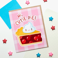 Cherry Pie Greeting Card "Hi, Cutie Pie" | Blank Inside