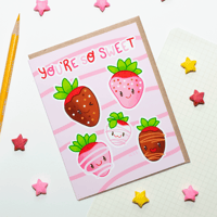 Strawberry Greeting Card "You're So Sweet" | Blank Inside