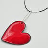 Ciondolo grande cuore storto con collana regolabile 