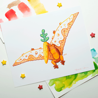 Image 1 of Carrotdactyl Cake Art Print | Dessert Dino 10"x8" Printed Reproduction