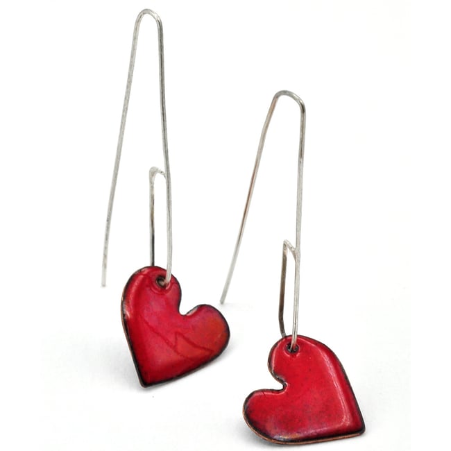 Orecchini cuori storti pendenti