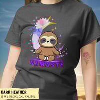Image 6 of Sloth Moon Flowers Yoga Namaste Unisex T-Shirt