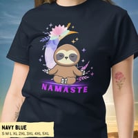 Image 11 of Sloth Moon Flowers Yoga Namaste Unisex T-Shirt