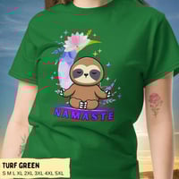 Image 10 of Sloth Moon Flowers Yoga Namaste Unisex T-Shirt