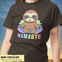 Image 4 of Colorful Sloth Yoga Namaste Unisex T-shirt