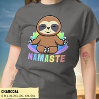 Image 3 of Colorful Sloth Yoga Namaste Unisex T-shirt