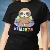 Image 1 of Colorful Sloth Yoga Namaste Unisex T-shirt