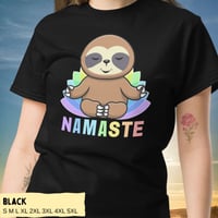Image 2 of Colorful Sloth Yoga Namaste Unisex T-shirt