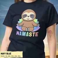 Image 9 of Colorful Sloth Yoga Namaste Unisex T-shirt