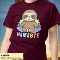 Image 7 of Colorful Sloth Yoga Namaste Unisex T-shirt