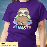 Image 10 of Colorful Sloth Yoga Namaste Unisex T-shirt