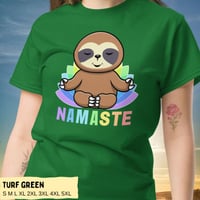 Image 11 of Colorful Sloth Yoga Namaste Unisex T-shirt