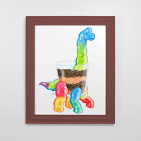 Image 2 of Dirt Cup Brachiosaurus Art Print | Dessert Dino 8"x10" Printed Reproduction