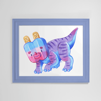 Image 2 of Tricerapops Art Print | Dessert Dino 10"x8" Printed Reproduction