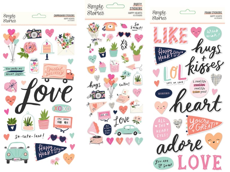 Image of Simple Stories Happy Hearts Collection Stickers