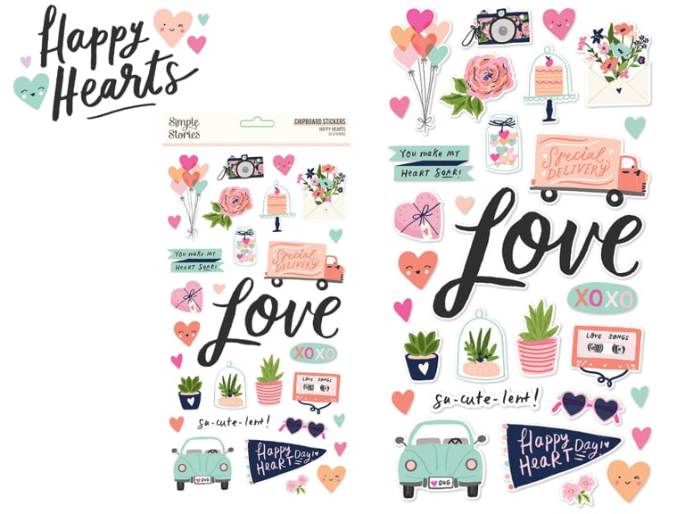 Image of Simple Stories Happy Hearts Collection Stickers
