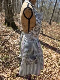 Image 6 of Linen Pinafore Apron in Grey & Floral Accent