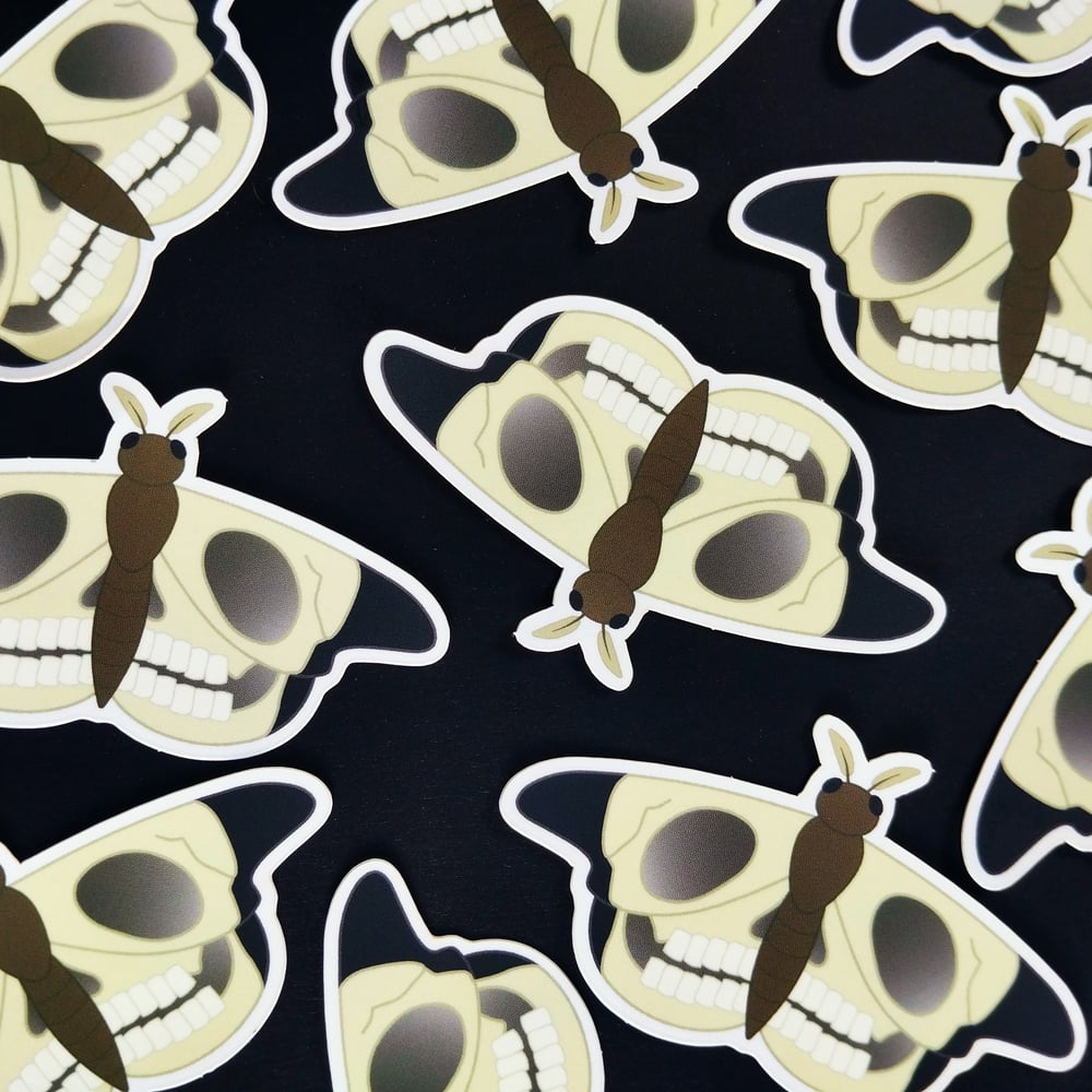 Image of skull moth vinyl sticker