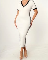 Image 1 of Stripes and Curves Dress - White 