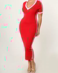 Image 2 of Stripes and Curves Dress - White 