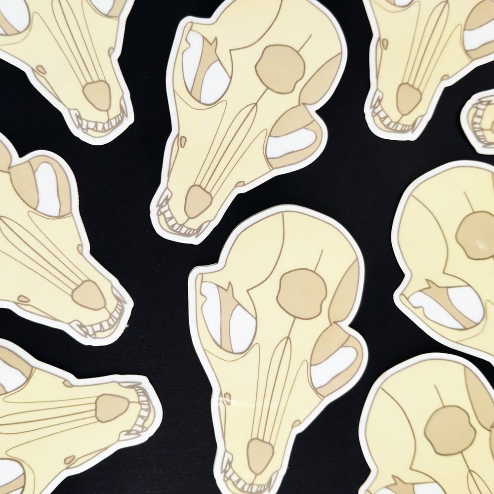 Image of three eyed fox skull vinyl sticker