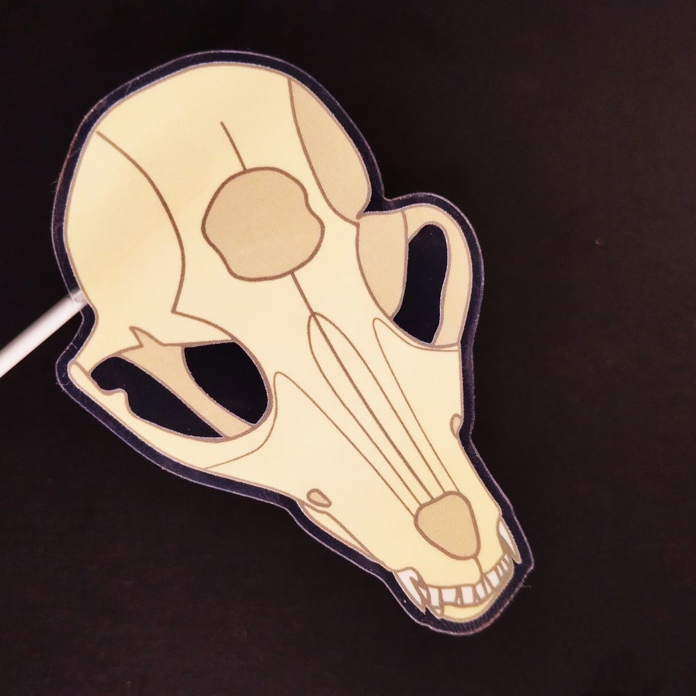 Image of three eyed fox skull vinyl sticker