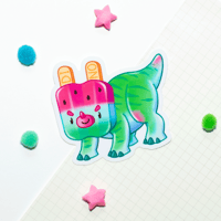 Watermelon Tricerapops Sticker | Waterproof Vinyl | Baby Dessert Dino | Dinosaur Stickers