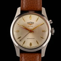 Image 2 of 1950s Vulcain Cricket "Waterproof" Dial Unpolished