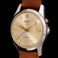 Image 3 of 1950s Vulcain Cricket "Waterproof" Dial Unpolished