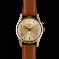 Image 1 of 1950s Vulcain Cricket "Waterproof" Dial Unpolished