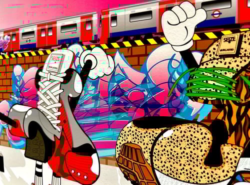 Image of Graffiti Sneakers on Alphabet Street Giclee print